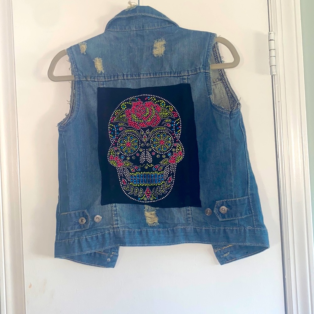 Butter Super Soft Sugar Skull denim vest